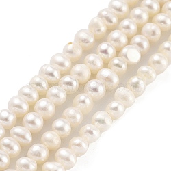 Natural Cultured Freshwater Pearl Beads Strands, Potato, Blanched Almond, 3~4mm, Hole: 0.5mm, about 44~53pcs/strand, 6.69~7.28 inch(17~18.5cm)(PEAR-C003-07D)