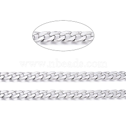 304 Stainless Steel Cuban Link Chains, Chunky Chains, Unwelded, with Spool, Stainless Steel Color, Link: 10x7x1.8mm, about 32.8 Feet(10m)/roll(CHS-D032-02P)