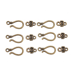 Tibetan Style Hook and Eye Clasps, Antique Bronze Color, Lead Free and Cadmium Free, 24x11x14mm, Hole: 3.5mm(X-MLF1278Y)
