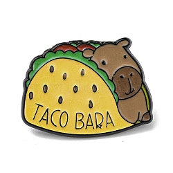 Capybara Theme Alloy Enamel Brooch, for Men and Women, Food, Gold, 23x31.5x1.5mm(JEWB-C023-10B-EB)