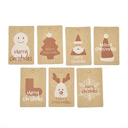 Rectangle Paper Gift Tags, Hange Tags, For Arts and Crafts, with Christmas Themed Pattern, Christmas Themed Pattern, 5.5x3.6x0.04cm, Hole: 4mm, 100pcs/bag(CDIS-L005-A)