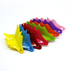 Solid Color Opaque Acrylic Leaf Pendants, Dyed, Mixed Color, 35x19x2mm, Hole: 2mm(X-MACR-O001-M)