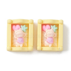 Opaque Resin Cabochons, Bed with Baby, Yellow, 25x20.5x12mm(RESI-Z001-13A)