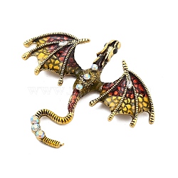 Alloy Rhinestone Cabochons, Dragon, Antique Golden, Gold, 57x67.5x9mm(FIND-U016-01AG-02)