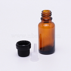 Glass Bottles, with ABS Lids & PP Plug, Perfume Essence Liquid Cosmetic Containers, Coconut Brown, 2.85x7.95cm, Plastic Plug: 26.5x13mm, Capacity: 20ml(0.67 fl. oz)(X-MRMJ-WH0065-35C)