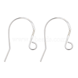 925 Sterling Silver Earring Hooks, Silver, 19x13.5x0.8mm, Hole: 2mm, Pin: 0.8mm(STER-K167-068S)