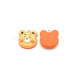 Resin Pendants, with Iron Loop, Bear, Gold, 22.5~23x22x8.5~9mm, Hole: 2mm(RESI-WH0025-42)