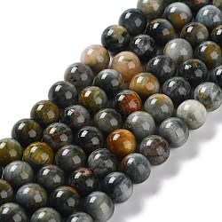Natural Hawk's Eye Beads Strands, Eagle Eye Stone, Round, 8mm, Hole: 1mm, about 50pcs/strand, 15.7 inch(40cm)(G-E483-20-8mm-AB)