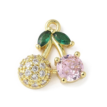 Brass Micro Pave Cubic Zirconia Pendants, Fruit Charms, Rack Plating, Long-Lasting Plated, Real 14K Gold Filled, 14x12x3mm, Hole: 1.2mm