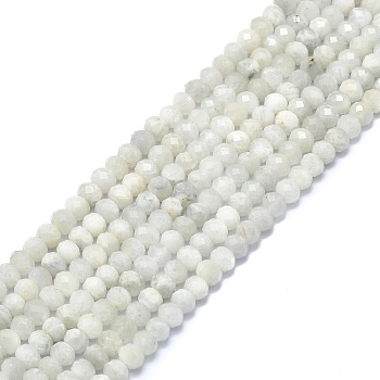 Natural Rainbow Moonstone Beads Strands, Faceted, Rondelle, 6x4mm, Hole: 1mm, about 85~90pcs/strand, 15.55 inch(39.5cm)