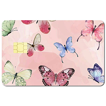PVC Plastic Waterproof Card Stickers, Self-adhesion Card Skin for Bank Card Decor, Rectangle, Butterfly, 186.3x137.3mm