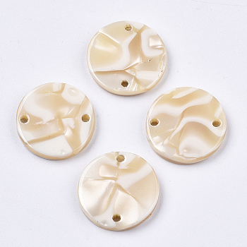 Cellulose Acetate(Resin) Links Connectors, Flat Round, Navajo White, 17.5x2.5mm, Hole: 1.5mm