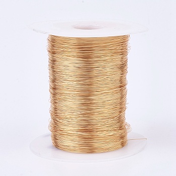Eco-Friendly Round Copper Wire, Copper Beading Wire for Jewelry Making, Long-Lasting Plated, Real 18K Gold Plated, 22 Gauge, 0.6mm, about 721.78 Feet(220m)/500g