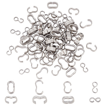 AHADERMAKER 80Pcs 4 Style Stainless Steel Quick Link Connectors, Chain Findings, Number 3 Shaped Clasps, Stainless Steel Color, 12~15x6~8x2~4.5mm, Inner Diameter: 10~13x3.8~5.5mm, 20pcs/style