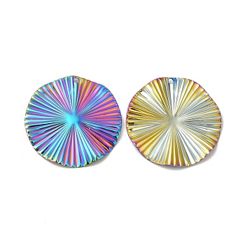 Ion Plating(IP) 
304 Stainless Steel Pendants, Flat Round Charm, Rainbow Color, 32x1mm, Hole: 1.5mm
