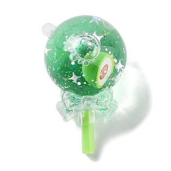 Acrylic Pendants, with Plastic, Lollipop, Green, 64x38mm, Hole: 2mm