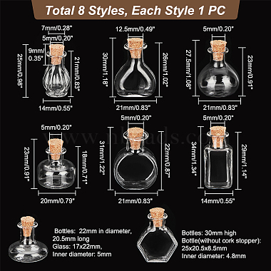 Elite 8Pcs 8 Style Miniature Glass Bottles(GLAA-PH0002-57)-2