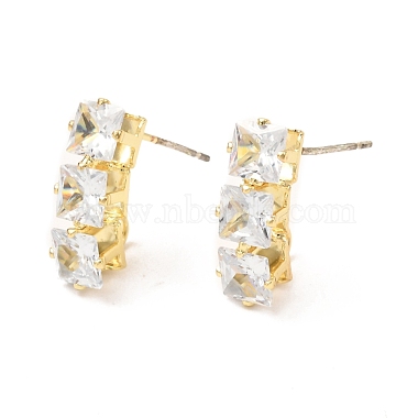 Golden Rectangle Brass+Cubic Zirconia Stud Earring Findings