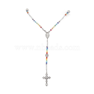 Glass Beaded Rosary Bead Necklaces(NJEW-JN04326)-6