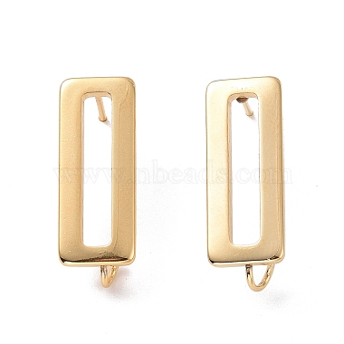 Real 24K Gold Plated Rectangle 201 Stainless Steel Stud Earring Findings