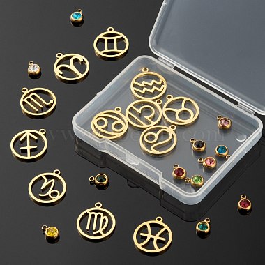 24Pcs 12 Colors 303 Stainless Steel Rhinestone Charms(STAS-LS0001-30)-5