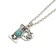 Letter A~Z Antique Silver Plated Alloy with Synthetic Turquoise Pendant Necklaces(NJEW-G080-01P)-2