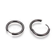 304 Stainless Steel Hoop Earrings, Manual Polishing Huggie Earrings, Gunmetal, 10 Gauge, 17x2.5mm, Pin: 0.9mm(±0.1mm), Inner Diameter: 12mm(EJEW-P177-B-15)