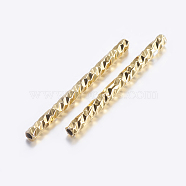 Brass Tube Beads, Tube, Faceted, Golden, 19.5x1.5mm, Hole: 0.5mm(KK-K197-B-35G)