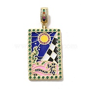 Brass Micro Pave Cubic Zirconia Pendants with Enamel, 
Rectangle, Colorful, 42x25x3mm, Hole: 9x6mm(KK-H458-04G-06)