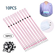10PCS Adjustable Length Lanyard Strap, Ear Holder Rope, with ABS Hook and 50PCS Adjustable Non Slip Stopper(Random Color), Pink, 15 inch(38cm)(JX034A)