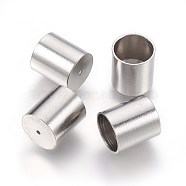 201 Stainless Steel Cord Ends, End Caps, Column, Stainless Steel Color, 10x9mm, Hole: 0.8mm, Inner Diameter: 8mm(STAS-O118-68P)