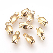 Brass Charms, Nickel Free, Real 18K Gold Plated, Flower, 7.5x4x2mm, Hole: 1mm(KK-R058-069G)