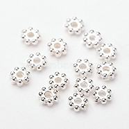ABS Electroplated Snowflake Plastic Spacer Beads, Silver Color Plated, 4x1.7mm, Hole: 1mm, , about 4100pcs/50g(X-KY-I002-01B)