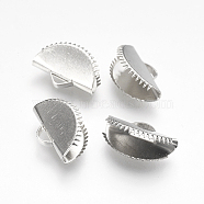 Iron Ribbon Crimp Ends, Fan, Platinum, 10x15mm, Hole: 1.5x3mm(X-IFIN-I026-02P-B)