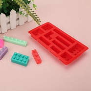 Building Blocks Food Grade Silicone Molds, Fondant Molds, Baking Molds, for Ice, Chocolate, Candy, Biscuits, UV Resin & Epoxy Resin Jewelry Making, Red, 150x84x17mm, Inner Diameter: 12~42x24~75mm(DIY-Z022-02)