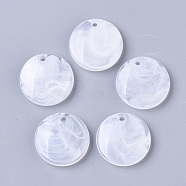 Acrylic Pendants, Imitation Gemstone Style, Flat Round, Clear, 30x7mm, Hole: 2.5mm, about 130pcs/500g(OACR-T021-002C)