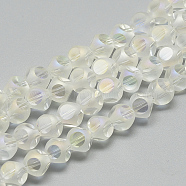 AB Color Plated Transparent Glass Beads Strands, Frosted, Faceted Round, Clear AB, 8x7mm, Hole: 1.5mm, about 72pcs/strand, 20.4 inch(X-EGLA-R108-8mm-A06)