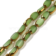 Electroplate Opaque Color Glass Beads Strands, Faceted, Oval, Dark Sea Green, 7x4.5x3.5mm, Hole: 1mm, about 50pcs/strand, 12.99''(33cm)(EGLA-Q127-A01-02A)