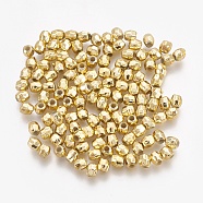 ABS Plastic Beads, Eco-Friendly Electroplated Beads, Faceted, Barrel, Golden Plated, 3.5~4x3.5mm, Hole: 1.5mm, about 15000pcs/500g(KY-G008-4mm-G)