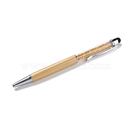 Silicone & Plastic Touch Screen Pen, Aluminum Ball Pen, with Transparent Resin Diamond Shape Beads, Goldenrod, 146x13x10mm(AJEW-B012-01B)