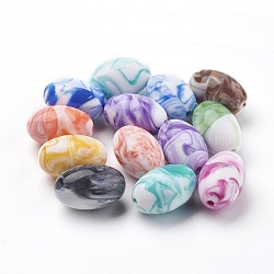 Acrylic Beads, Imitation Gemstone Style, Oval, Mixed Color, 27x17.5~18mm, Hole: 2.5mm, about 94pcs/500g(MACR-E025-32-18x27mm)