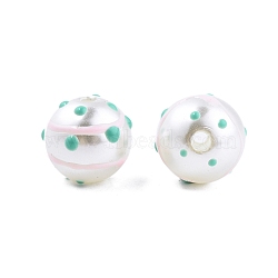 Spot Pattern Opaque ABS Plastic Imitation Pearl Enamel Beads, Round, Aquamarine, 11.5~12mm, Hole: 2mm(KY-G020-02C)