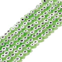 Handmade Evil Eye Lampwork Beads Strands, Heart, Lime, 5x6x2mm, Hole: 1mm, about 63~67pcs/strand, 12.60~12.99 inch(32~33cm)(LAMP-F023-A09)