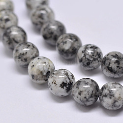Natural Sesame Jasper/Kiwi Jasper Beads Strands, Round, Gray, 8mm, Hole: 1mm, about 47pcs/strand, 15.5 inch(G-F351-8mm)