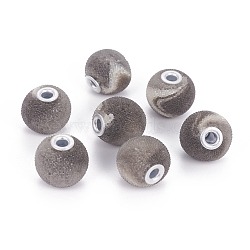 Resin Beads, with Silver Plasted Alloy Cores, Round, Gray, 16x15mm, Hole: 3mm(RESI-L027-A07)