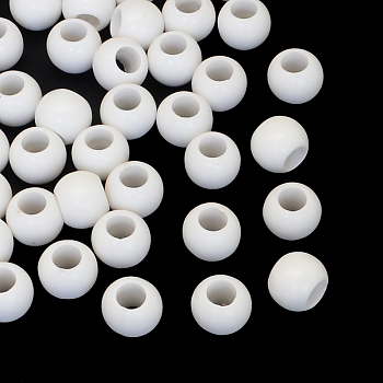 Rondelle Opaque Acrylic Large Hole Beads, White, 12x10mm, Hole: 5.5mm, about 700pcs/500g
