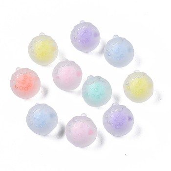 Transparent Acrylic Beads, Frosted, Bead in Bead, Strawberry, Mixed Color, 17x15x16mm, Hole: 3mm, about 200pcs/500g