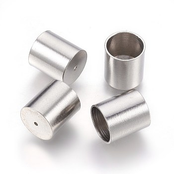 201 Stainless Steel Cord Ends, End Caps, Column, Stainless Steel Color, 10x9mm, Hole: 0.8mm, Inner Diameter: 8mm