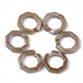 Acrylic Linking Rings, Quick Link Connectors, For Jewelry Chains Making, Imitation Gemstone Style, Octagon, Dark Goldenrod, 25.5x25.5x5.5mm, Hole: 16x16mm, about: 250pcs/500g