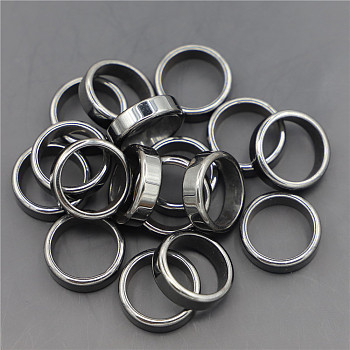 Non-Magnetic Synthetic Hematite Plain Band Ring, Inner Diameter: 20mm